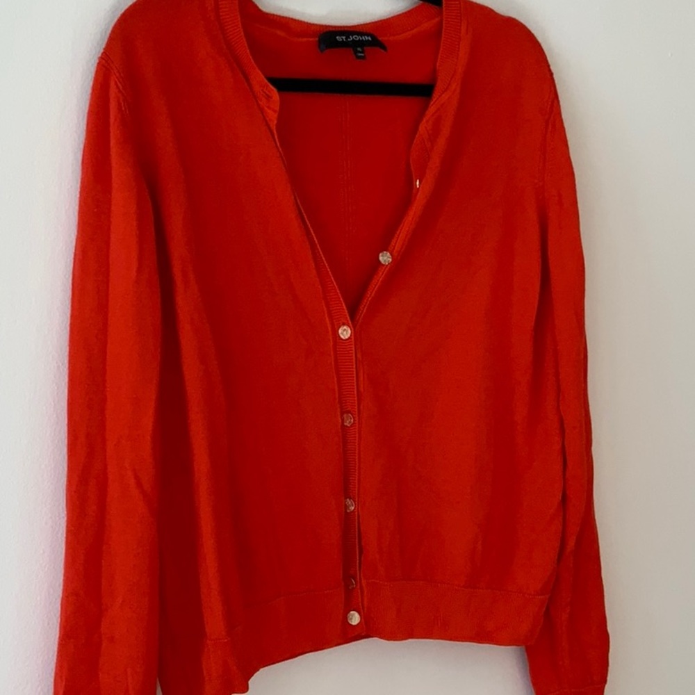 St. John Scoop Neck Sweater Red